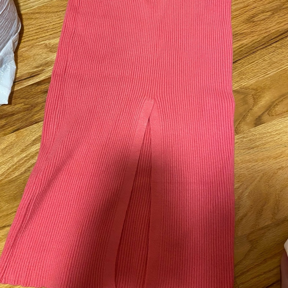 Salmon Ribbed Knit Skirt - Picture 6 of 6